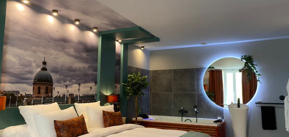 Suite Luxe et Charme  avec Baignoire jacuzzi, proche Bordeaux