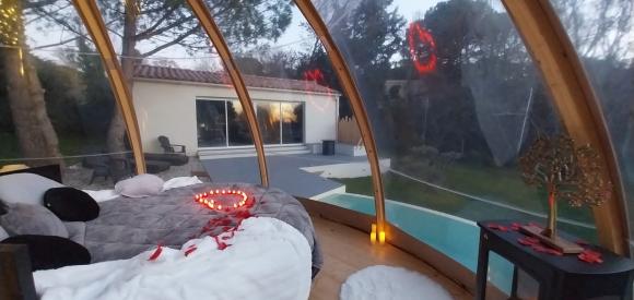 Féerie Wigwam de luxe avec piscine et spa individuels, à 10mn de Carcassonne