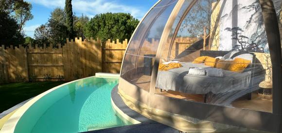 Féerie Wigwam de luxe avec piscine et spa individuels, à 10mn de Carcassonne