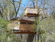 Cabane dans les arbres, vue panoramique, Chalais - 1