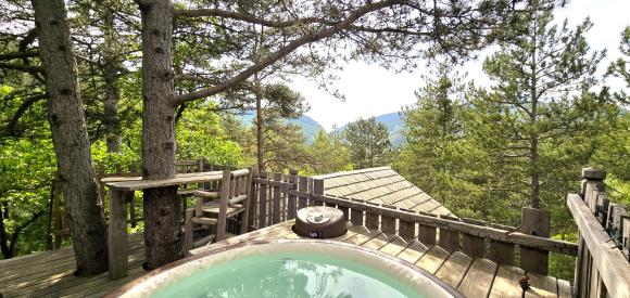 Cabane dans les arbres avec jacuzzi privatif