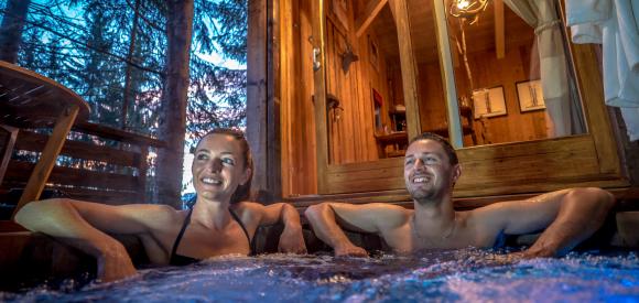 Cabane Mont-Blanc, Cabane de luxe avec jacuzzi et sauna privés